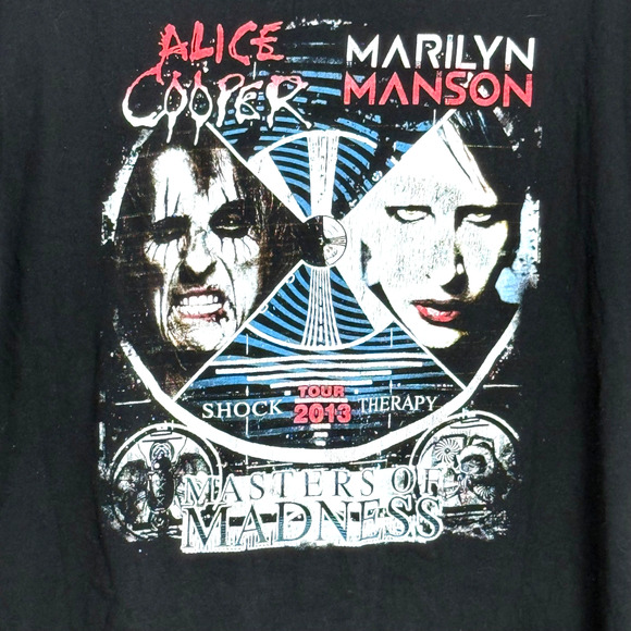 Marilyn Manson Alice Cooper Tee Masters Of Madness Tour 2013 Delta Tag XL - Picture 3 of 8